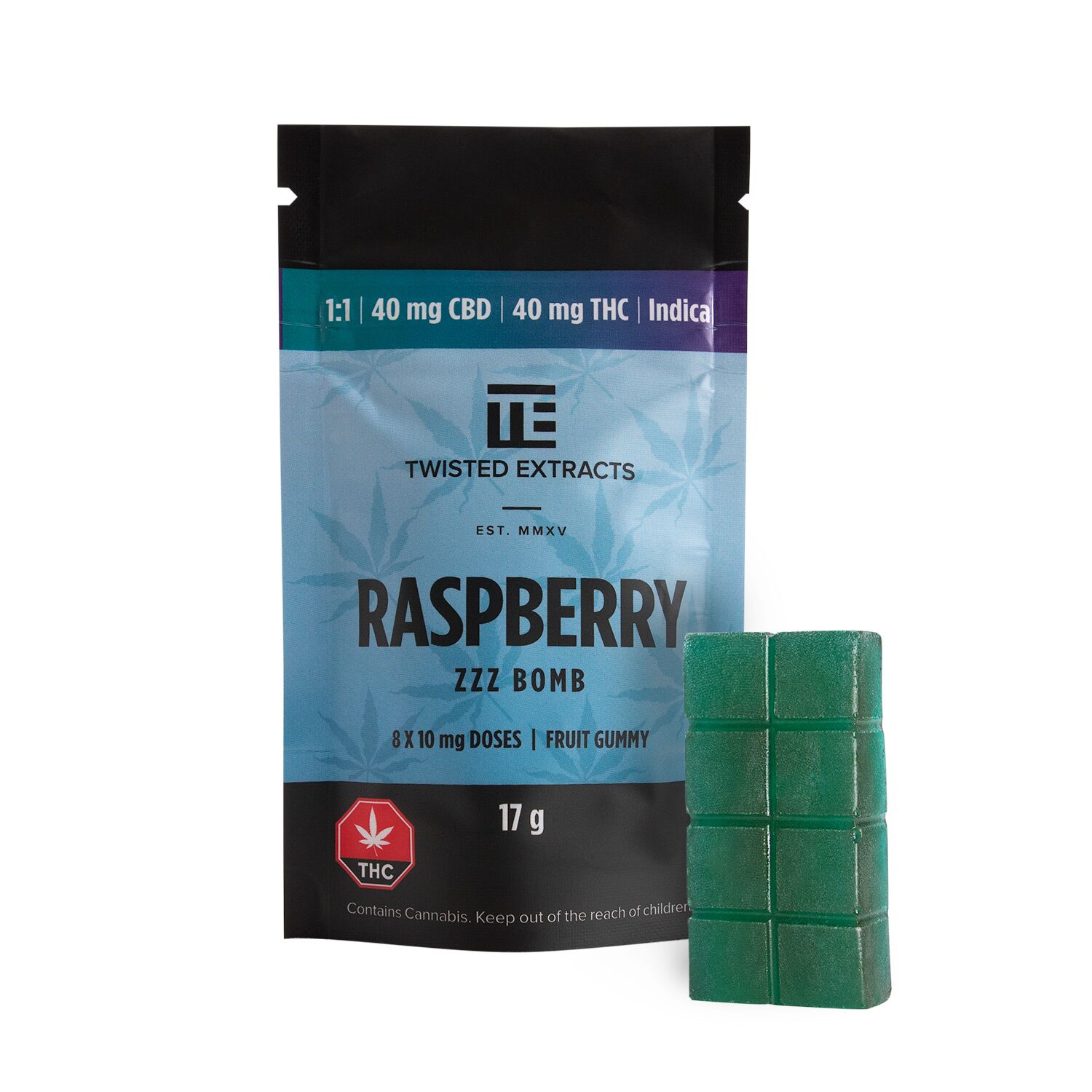 Raspberry Zzz 1-1 Indica Jelly Bomb (40mg THC-40mg CBD) Raspberry Zzz 1:1 Indica Jelly Bomb (40mg THC:40mg CBD)