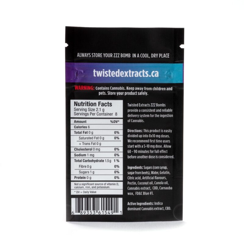 Raspberry Zzz 1:1 Indica Jelly Bomb (40mg THC:40mg CBD)