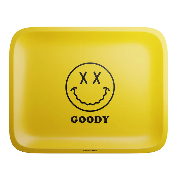 01-Hemper-Goody-Face-Yellow-Small-Rolling-Tray Goody Glass - Yellow Big Face Rolling Tray - Image 1