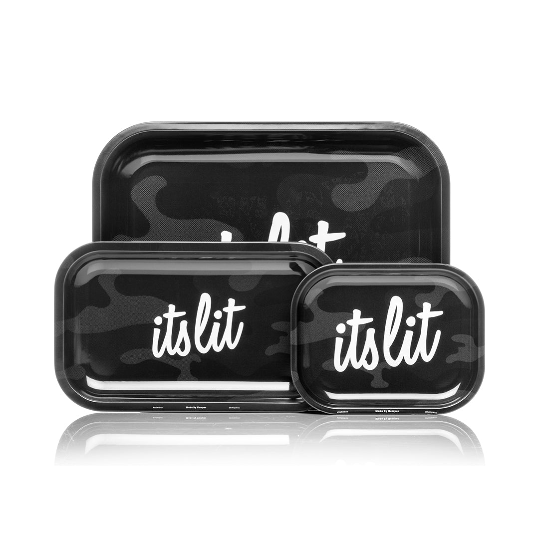 It's Lit Black Camouflage Rolling Tray - Image 1