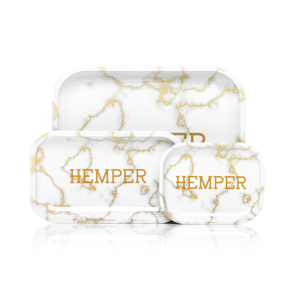 Luxe Marble White/Gold Rolling Tray - Image 1