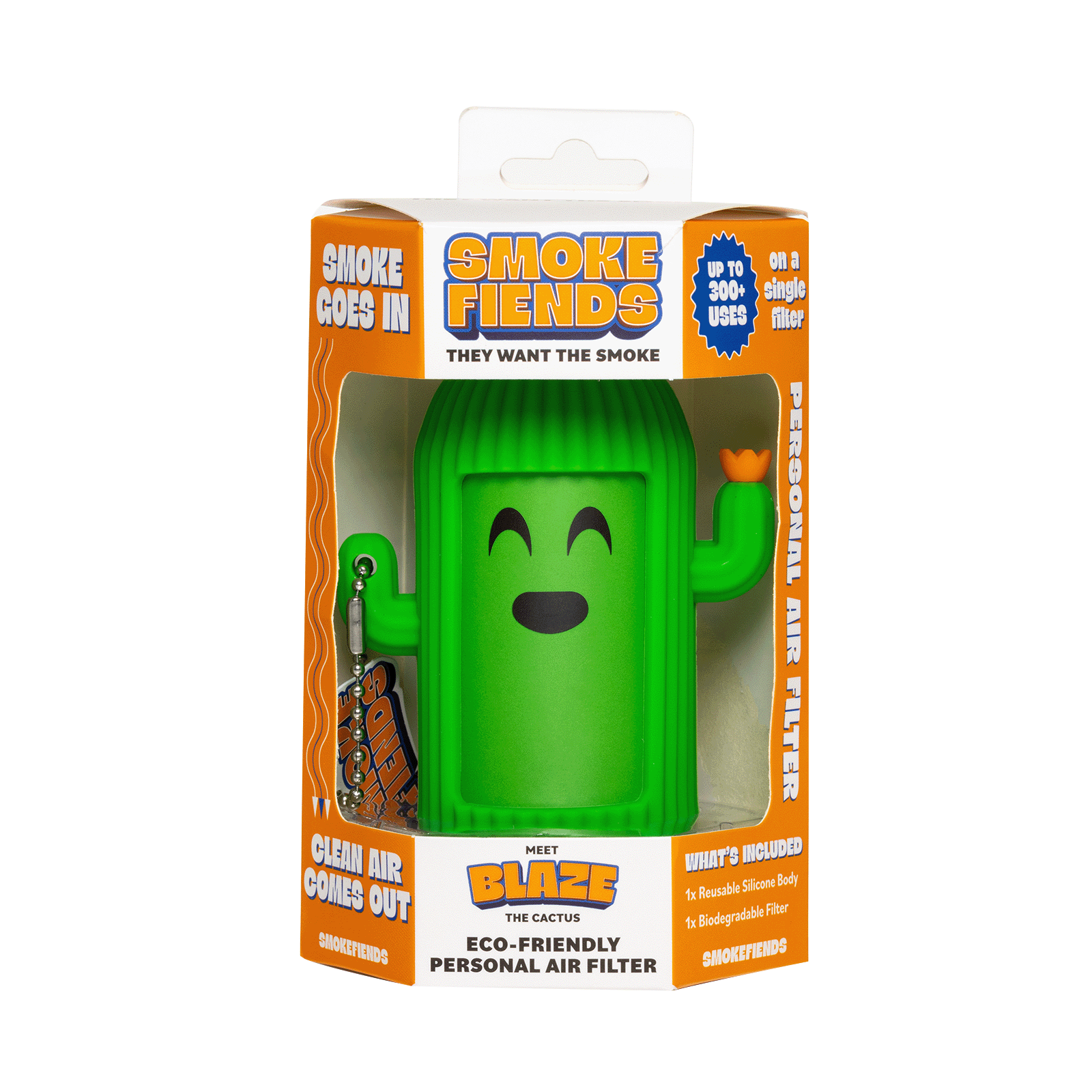 Blaze-Box-Front Smoke Fiends - Personal Air Filter Blaze The Cactus Themed Eco-Friendly - Image 1