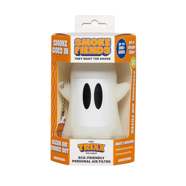 Trixx-Box-Front Smoke Fiends - Personal Air Filter Trixx The Ghost Themed Eco-Friendly - Image 1