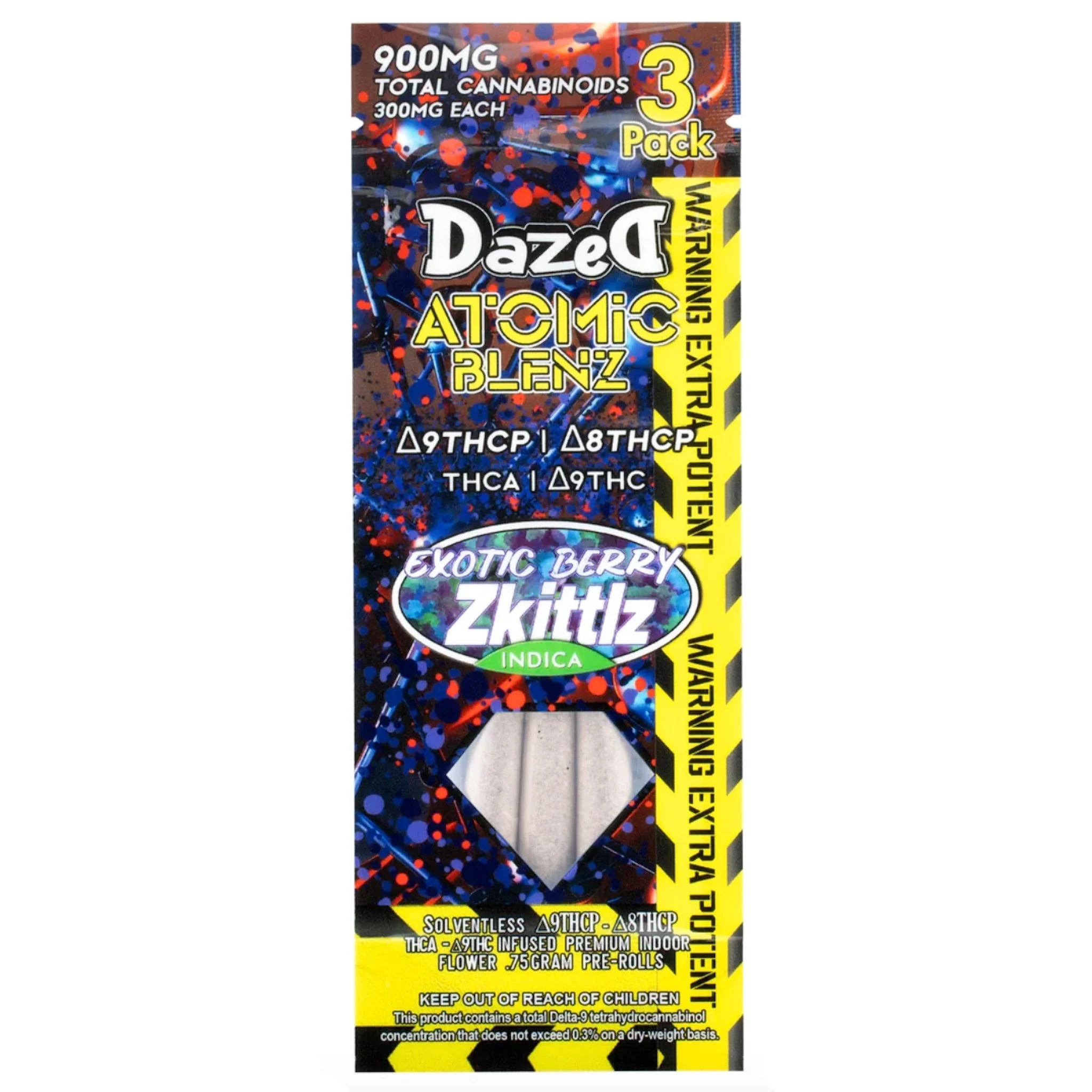 dazed-atomic-blenz-pre-rolls-3pk-ztitles Ezotic Berry Zkittlz Dazed Atomic Blenz Pre-Rolls – 3pk - Image 1